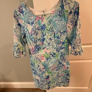 Lily White Blue and Pink Floral Midi Dress